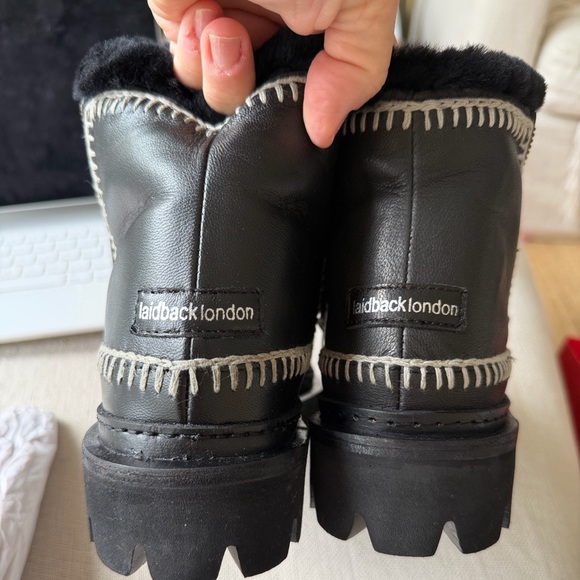 Anthropologie NWT Laidback London Setsu Side Zip Ankle Boot Black Leather warm❤️ - Picture 11 of 14